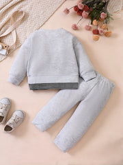 Kids Spring Autumn Knitted Outfit Top Pants Loose Sports Set