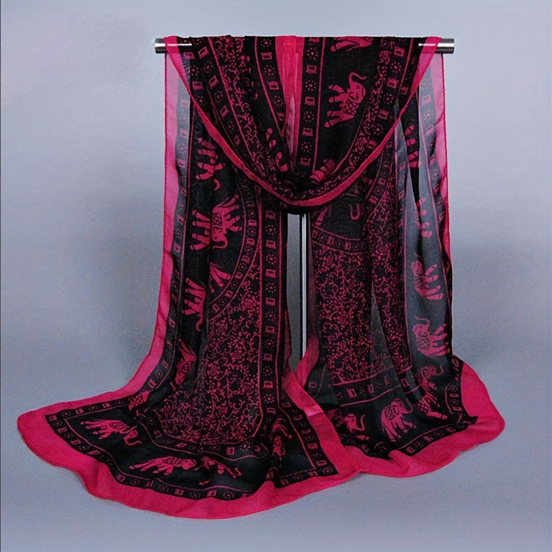 Boho Print Chiffon Scarf Vintage Long Shawl Breathable Head Wrap Hijab
