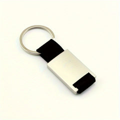 Square Shape Metal Keychain With Woven Tape 8 3 23inch Keyring