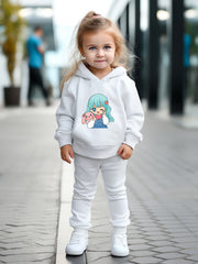 OERYUI 2pcs Cartoon Girl Print Hoodies Pants Set For Girls Boys