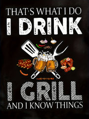 Men's Long Sleeve Novelty Tee - I Drink I Grill Print