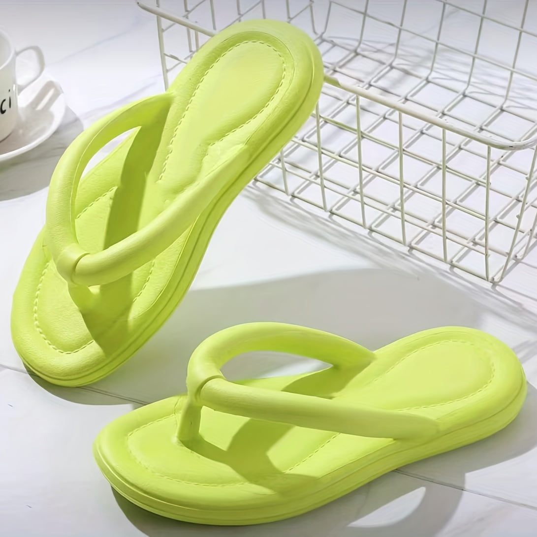 Women's Solid Flip Flops Soft Sole Pillow Slides Lightweight Beach Shoes