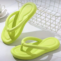 Women's Solid Flip Flops Soft Sole Pillow Slides Lightweight Beach Shoes