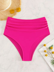 Ruched High Waist Bikini Panty High Rise Beach Bottom