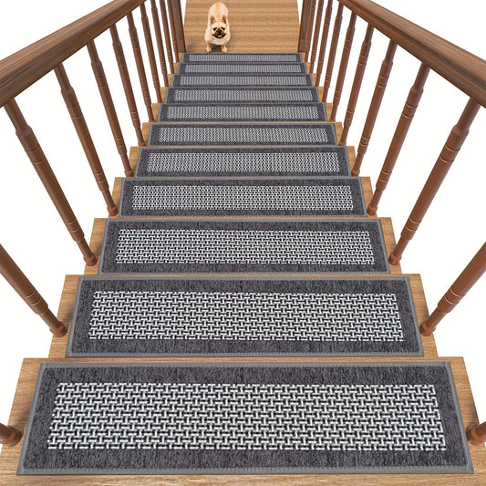 15pcs Non Slip Carpet Stair Treads Rubber Backing Safety Rug Runner