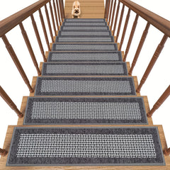 15pcs Non Slip Carpet Stair Treads Rubber Backing Safety Rug Runner