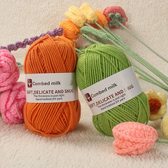 6pcs 4 Strands Combed Cotton Yarn For DIY Crochet Knitting Sweater Doll Flower