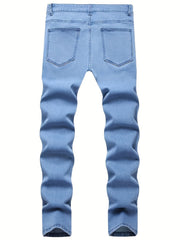 Slim Fit Ripped Jeans Mens Casual Street Style Denim Pants