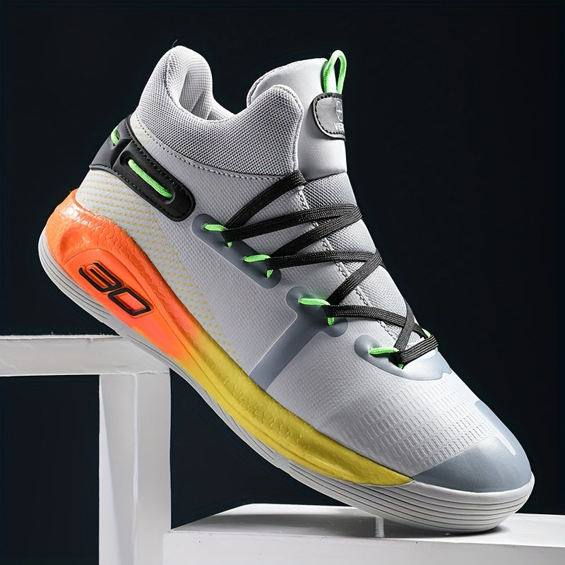 High Top Men's Basketball Shoes Breathable Non Slip Lace Up Sneakers
