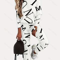 Letter Print Casual Two Piece Set
