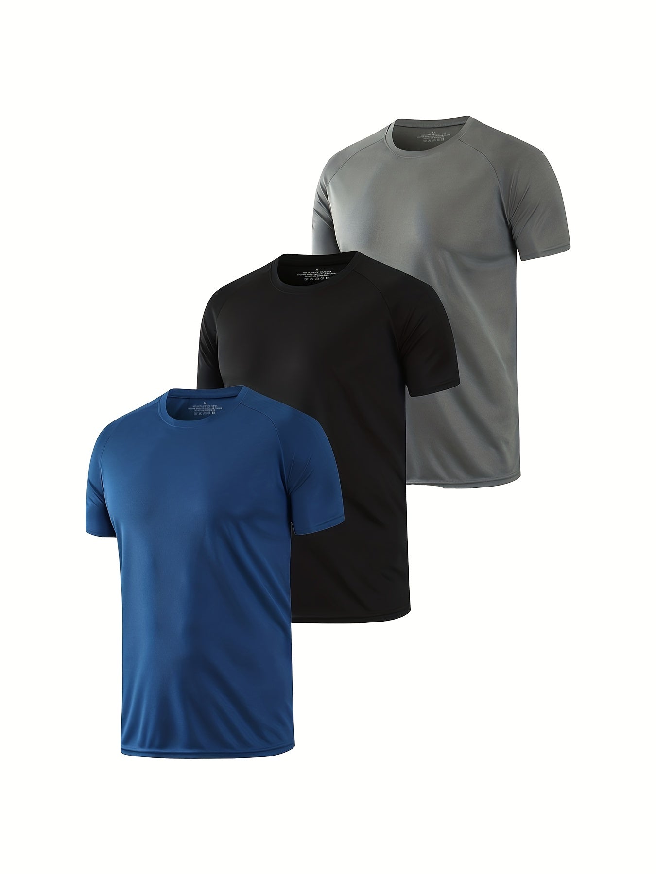 HOPLYNN 3 Pack Men's Mesh Workout Shirts, Quick Dry Athletic T Shirt