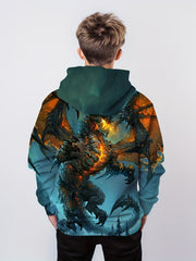 Dragon 3D Print Boys Casual Pullover Hooded Sweatshirt