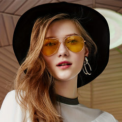 Aviator Sunglasses Metal Frame Tinted Lens UV400