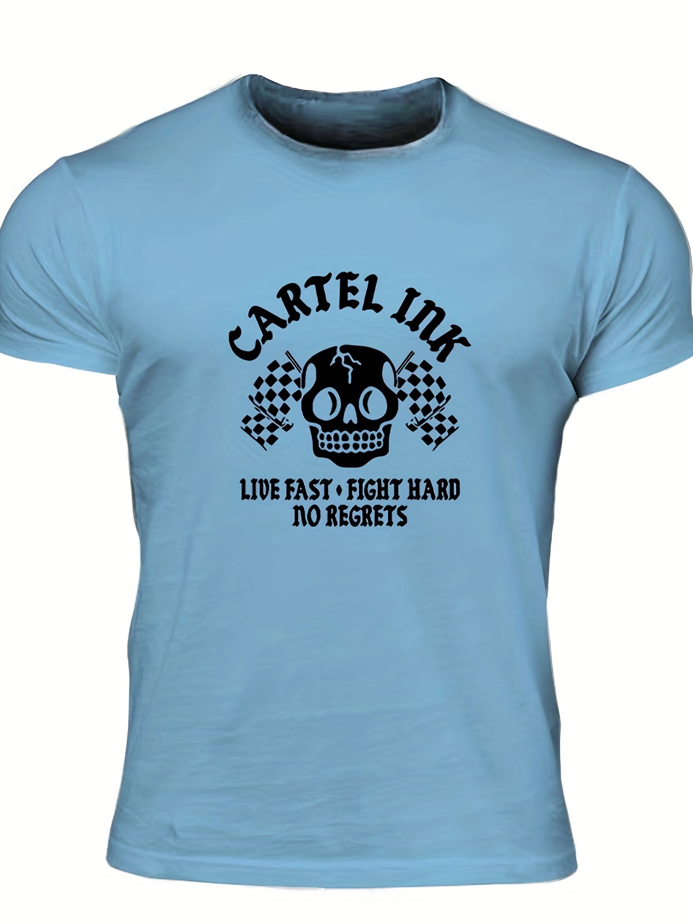 Men's Skull Graphic T-shirt Casual Comfy Crew Neck Tee