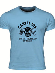 Men's Skull Graphic T-shirt Casual Comfy Crew Neck Tee