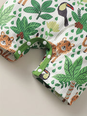Animal Graphic Print Short Sleeve Romper Jumpsuit for Baby Boys & Girls