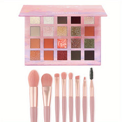 20 Colors Eyeshadow Palette With 8 Brushes Set Nude Matte & Smokey Eyeshadow