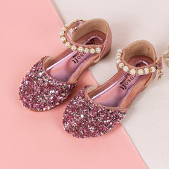Glitter Dress Shoes Low Heel Princess for Kids