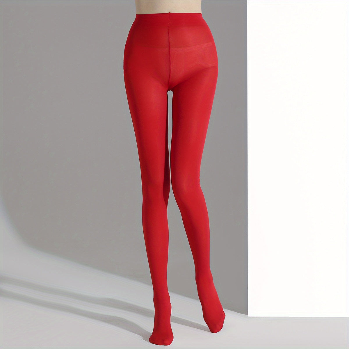 Red Pantyhose Cozy Elastic High Waist Footed Stockings