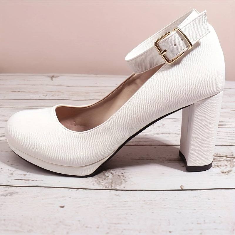 Stylish Buckle Strap Block Heels Outdoor Pumps