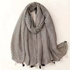 Leopard Print Tassel Scarf Gradient Houndstooth Pattern Shawl