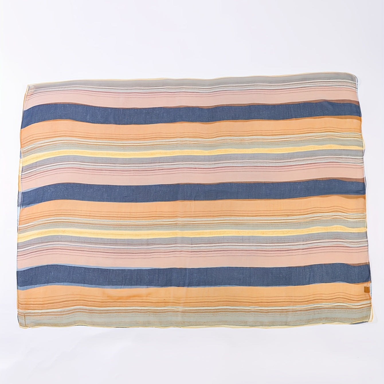 Stripe Gradient Print Gauze Scarf Thin & Yellow Windproof Shawl