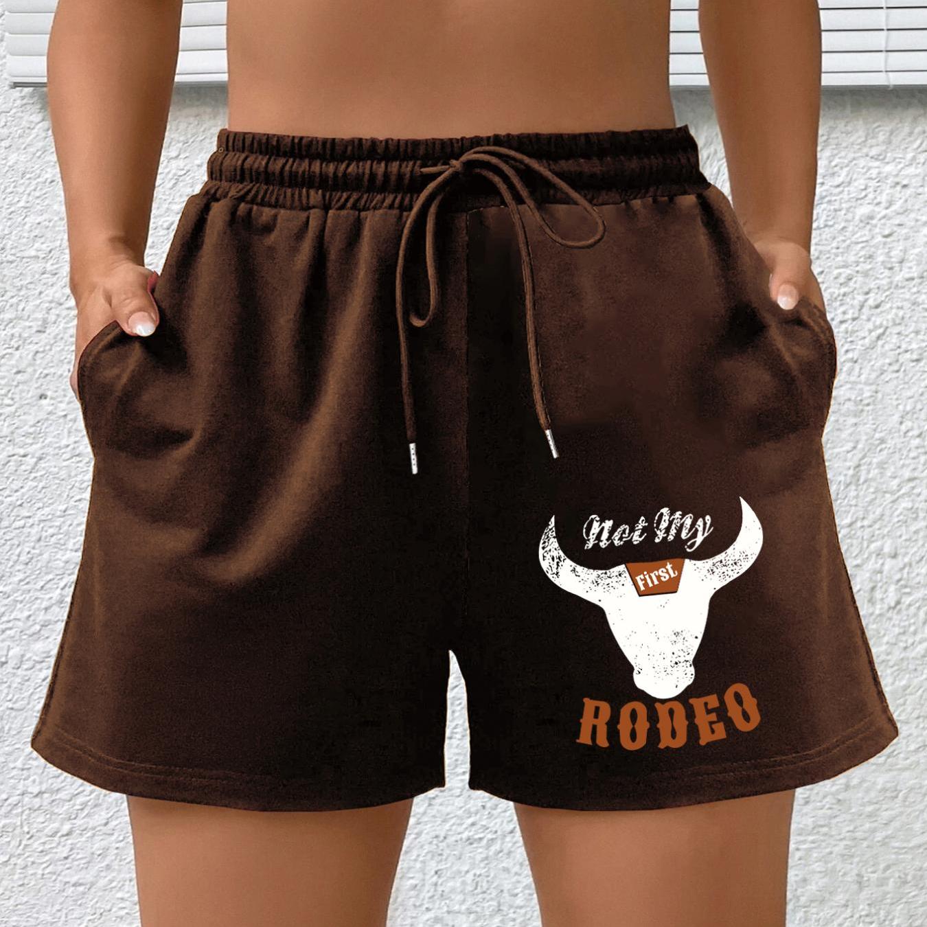 Cow & Letter Print High Rise Shorts