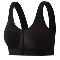 Zipper Front Sports Bra Seamless Shockproof Yoga Bra