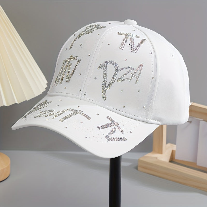 Rhinestone Letter Baseball Cap Solid Hip Hop Cotton Hat Lightweight
