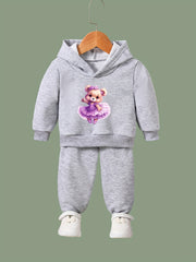 OERYUI Bear Dancer Print Hoodies Pants Set - Spring Fall Sports Gift