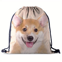 Animal Drawstring Bag Oxford Cloth Digital Print Backpack