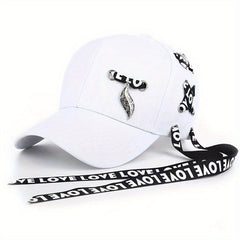 Kpop Ribbon Ring Baseball Cap Unisex Cotton Sunshade Dad Hats LOVE Hip Hop