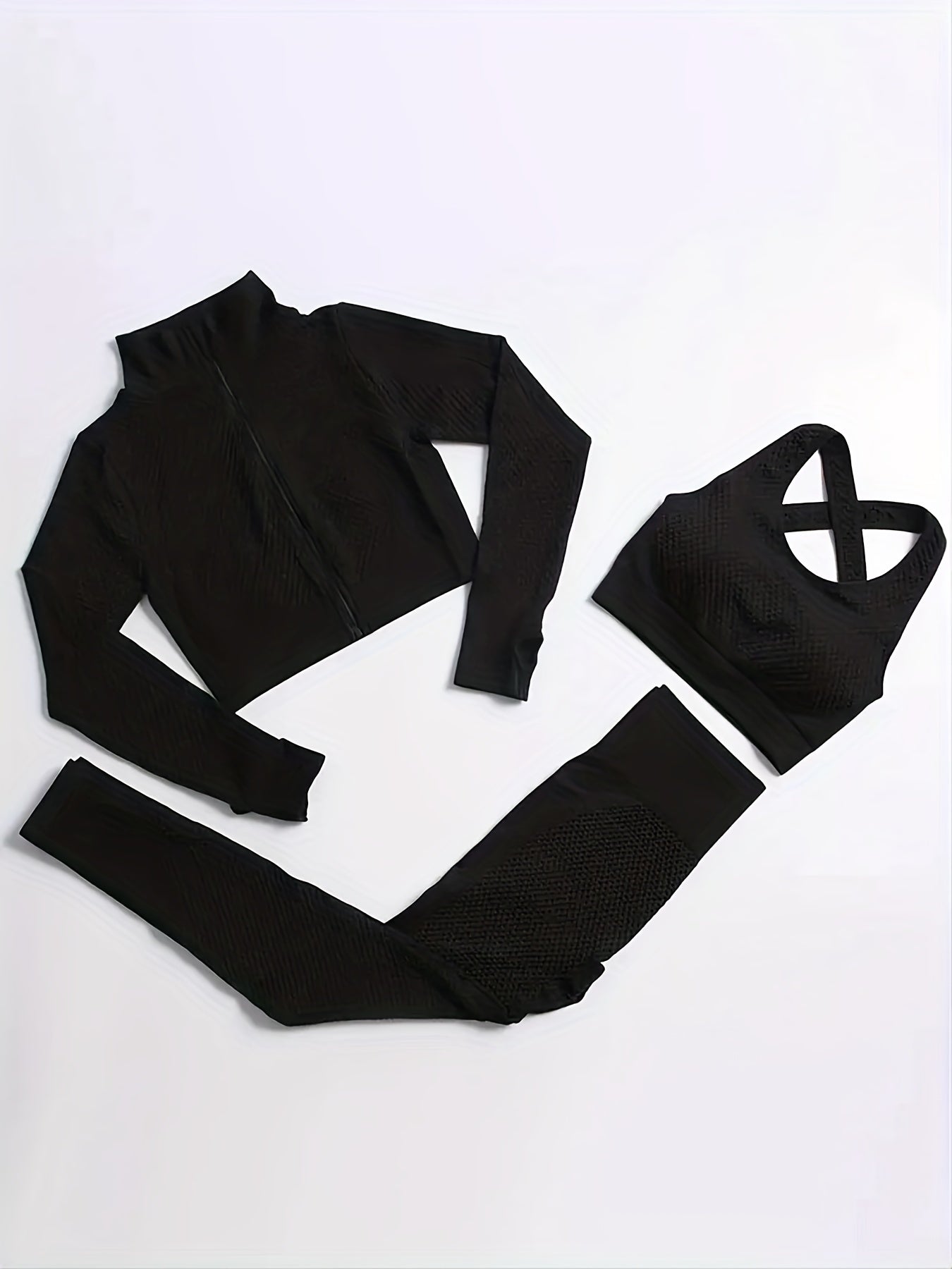 Ultimate Yoga Fitness Set: Seamless Top, Leggings, Sports Bra