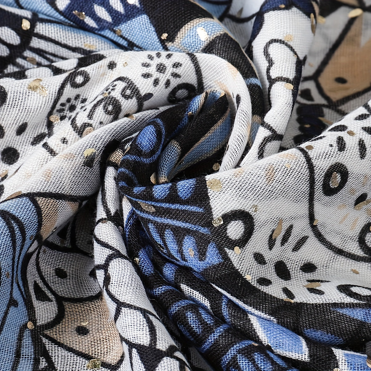 Vintage Printed Scarf Tassel Shawl Windproof Head Wrap