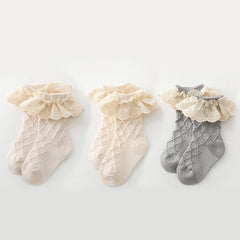 Princess Socks Lace Brim Knit Soft Comfortable Crew Socks
