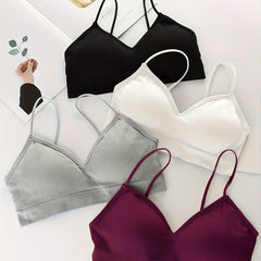 Girls Cami Bras V Neck Padded Seamless Straps Bralette