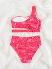 One Shoulder Cut Out Bikini Set