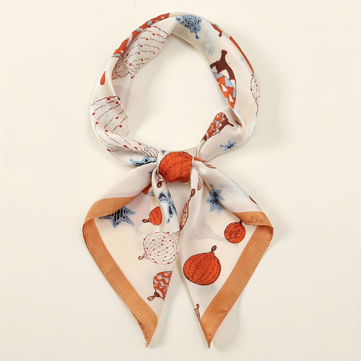 Floral Print Satin Square Scarf Bandana Neckerchief Head Wrap