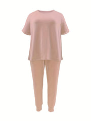 Solid Round Neck Tee & Joggers Set