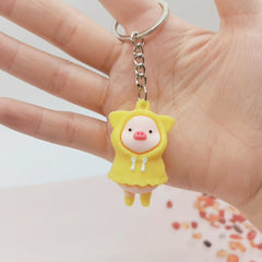 PVC Raincoat Pig Key Ring 1PCS Cute Keychain for Kids