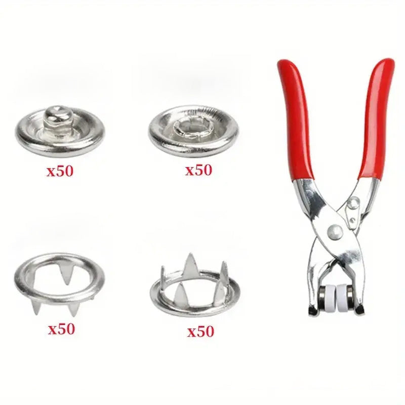 200pcs Metal Sewing Button and Snap Fastener Pliers Set