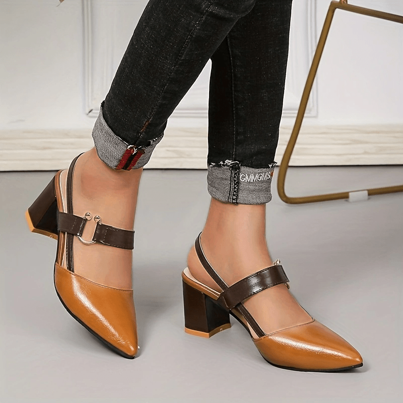 Women's Pointed Toe Block High Heel Sandals