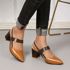 Women's Pointed Toe Block High Heel Sandals