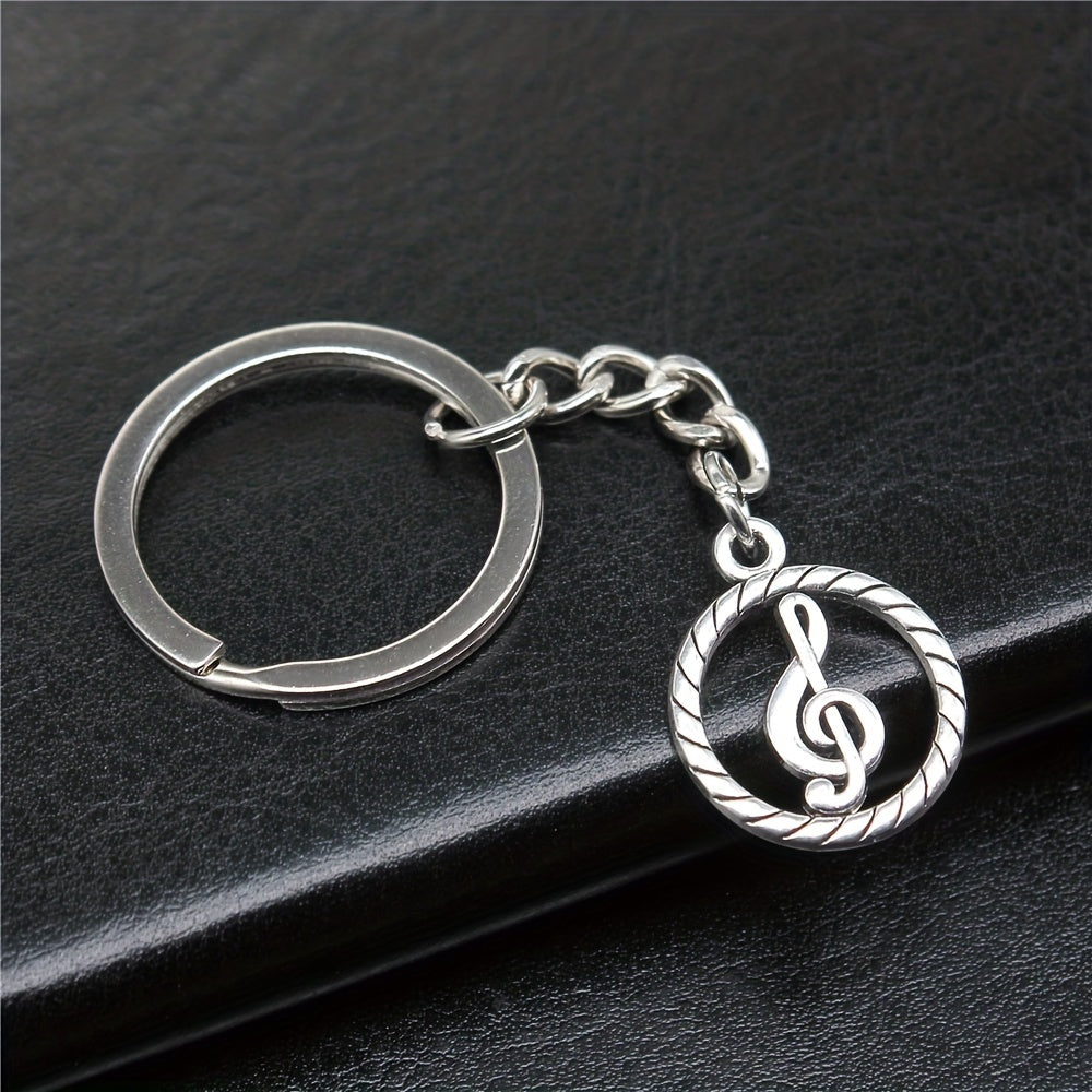 Music Note Keychain Retro Vintage Metal Key Ring Purse Bag Backpack Car Key
