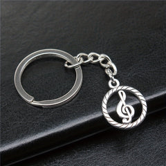 Music Note Keychain Retro Vintage Metal Key Ring Purse Bag Backpack Car Key