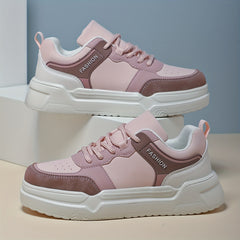 Women's Faux Leather Chunky Sneakers Casual Skate Shoes for Outdoor Sports