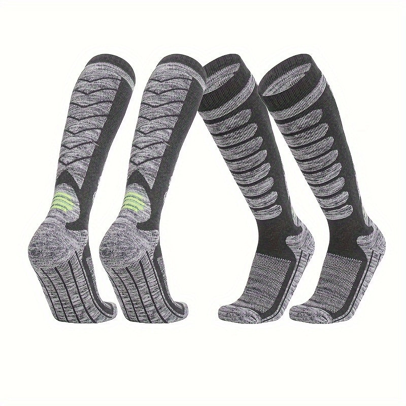 2 Pairs Winter Warm Ski Socks Men Thermal Cotton Blend Heated Crew Socks