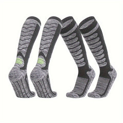 2 Pairs Winter Warm Ski Socks Men Thermal Cotton Blend Heated Crew Socks