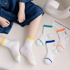 4 Pairs Kids Thin Mesh Breathable Crew Socks for Summer