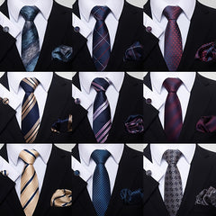 Men's Classic Business Tie Set with Pocket Square & Cufflinks